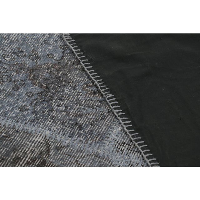 Gray Vintage Patchwork Rug in Blue and Gray With Floral Patterns - Rug & Kilim For Sale - Image 8 of 8