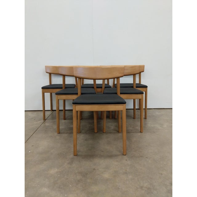 Brown Set of 6 Beech Dining Chairs by Andreu World For Sale - Image 8 of 10