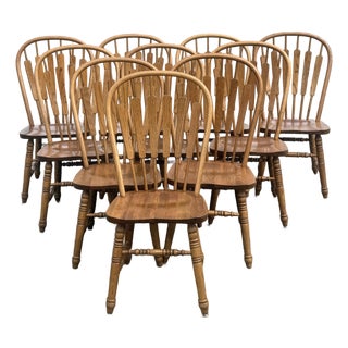 Richardson Brothers Solid Oak Arrowback Dining Chairs - Set of 10 For Sale