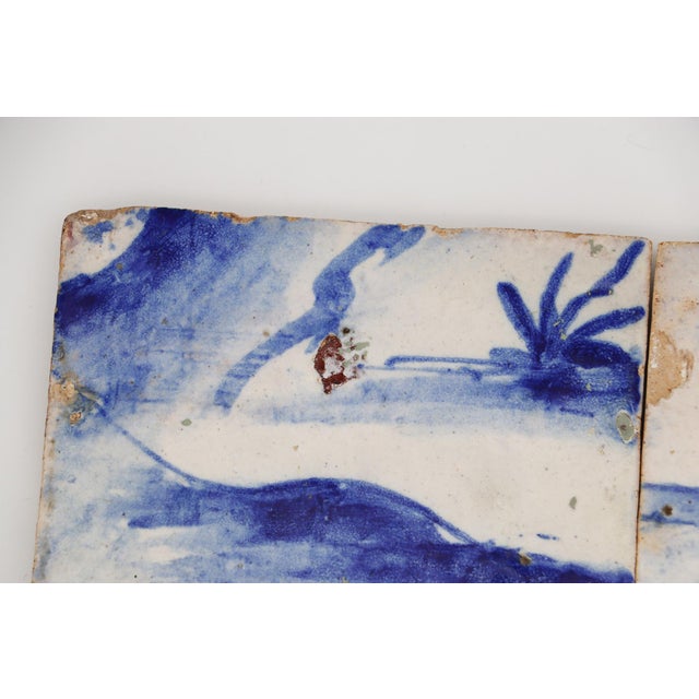 18th Century Gorgeous Set of Four Naturalistic Portuguese Tiles For Sale - Image 4 of 12