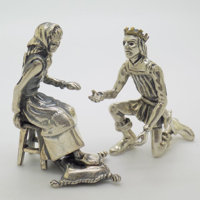 Metal Vintage Italian Cinderella and Prince Silver 800 Figurine Duo by Arezzo Silversmiths, 1970s For Sale - Image 7 of 14