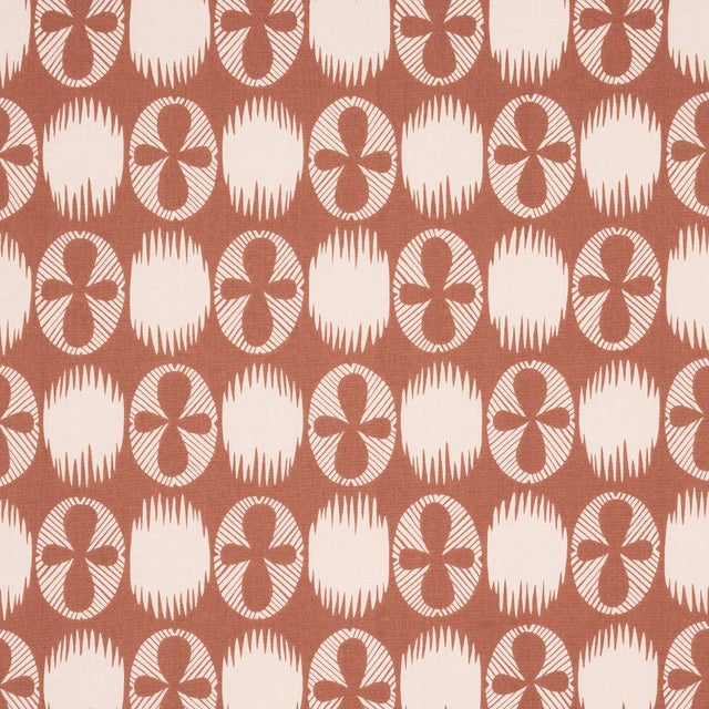 SAMPLE - Schumacher X Drusus Tabor Lunaria Fabric In Blush On Terracotta For Sale
