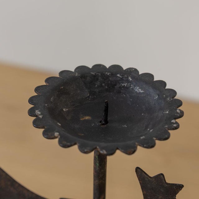 Black 1950s Pair of French Iron Rooster Candlesticks For Sale - Image 8 of 13