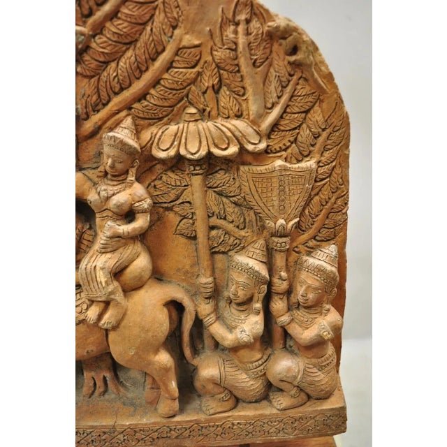 Mid 20th Century 20th Century Thai Temple Style Buddhist Hand Carved Terracotta Figural Sculpture Statue For Sale - Image 5 of 10