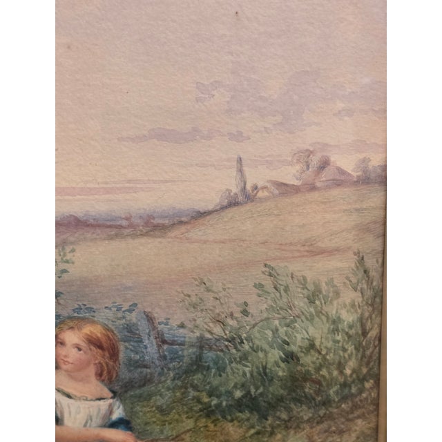 19th Century Watercolor Painting of Sisters by David Hardy For Sale - Image 12 of 14