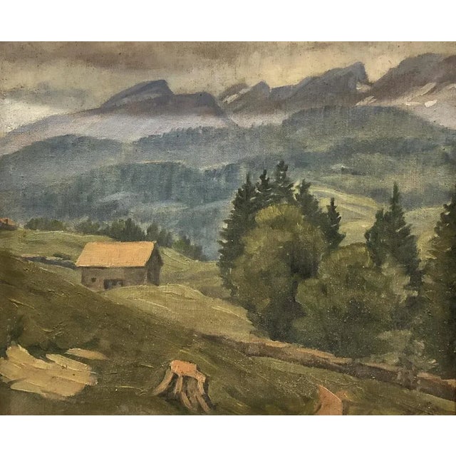 Edoardo de Grada, Paysage des Alpes Suisse, 1923, Oil on Canvas Mounted on Cardboard, Framed For Sale - Image 12 of 12