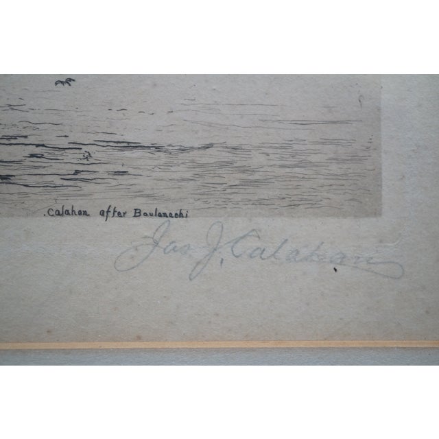 Antique James Calahan Signed Maritime Sailboat Seascape Etching After Boulanachi For Sale - Image 6 of 9