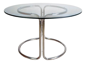 Midcentury Modern Dining Table in Glass, 1980