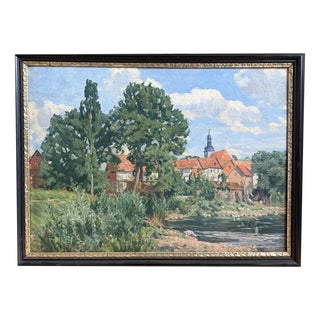 Friedrich Fennel, Wahlhausen an der Werra, 1922, Oil Painting on Canvas For Sale