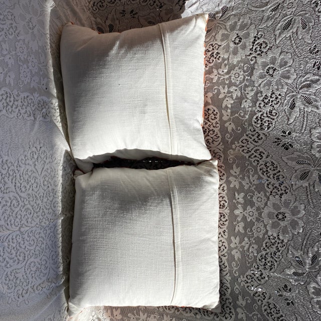 Textile Beaded Applique Pillows- a Pair For Sale - Image 7 of 11