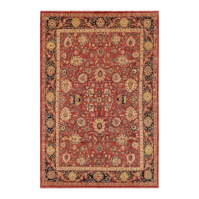 1990s Boho Chic Ziegler Darcel Orange Blue Hand-Knotted Wool Rug - 9'3'' X 11'11'' For Sale