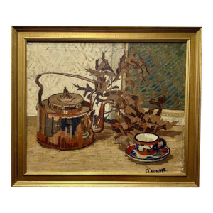 Large Still Life Oil Painting by G. Menner 1920