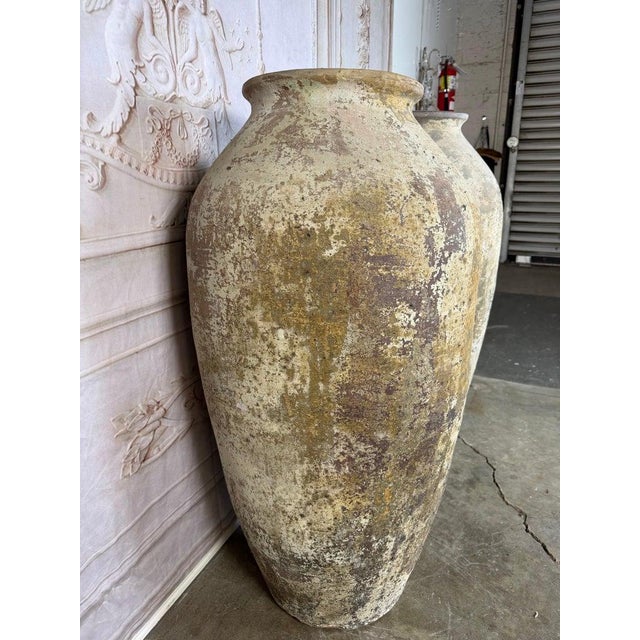 Pair of Monumental Terracotta Olive Jars With Weathered Patina For Sale - Image 9 of 17