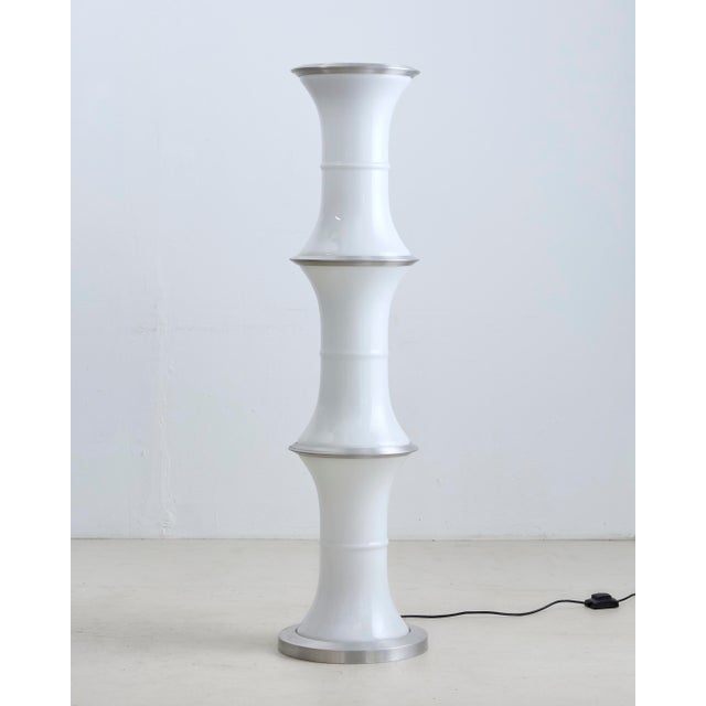 Vintage Bamboo Floor Lamp by Enrico Troconi for Viscosi, 1970s, in Very Good conditions. Designed 1970 to 1979 This piece...