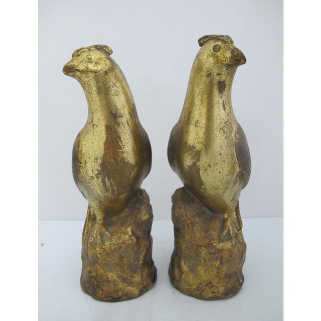 Mid-Century Modern Borghese Italian Chalkware Gold Painted Quail Bird Mid Century Figurine Pair For Sale - Image 3 of 12