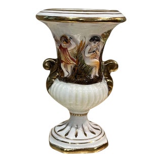 Vintage Italian Capodimonte Cherub Vase Urn, Signed For Sale