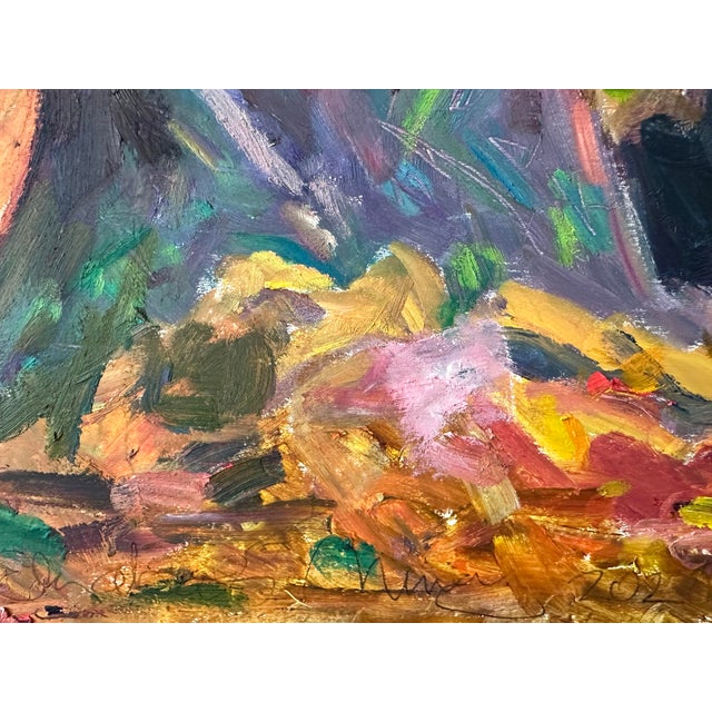 Contemporary Elizabeth Murray Redwoods California the Greeting Tree Vibrant Framed Oil Painting For Sale - Image 3 of 5