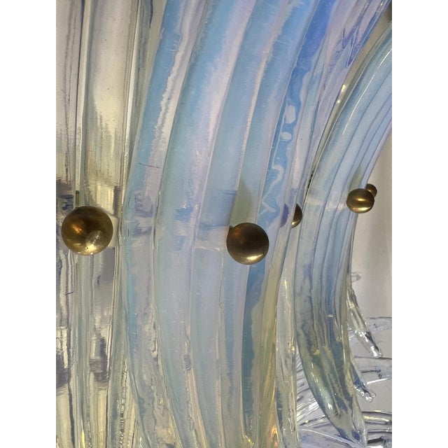 Italian Murano Glass Palmette Leaves Chandelier, 1980s For Sale - Image 15 of 18