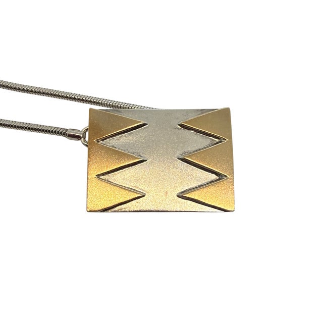 Metal M&j Savitt Modernist Sterling Silver and 14k Gold Pendant Necklace, 1970s-1980s For Sale - Image 7 of 9