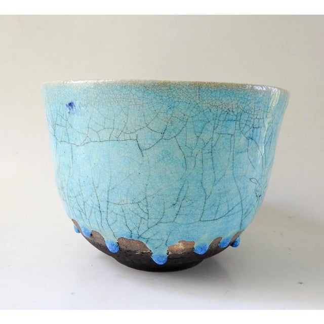 Contemporary Nancy Pawel Turquoise Raku Bowl For Sale - Image 3 of 9