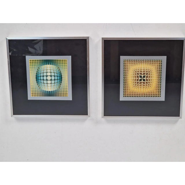 Victor Vasarely, Compositions, 1970s, Gelatin Offset Lithographs, Set of 2 For Sale - Image 6 of 11