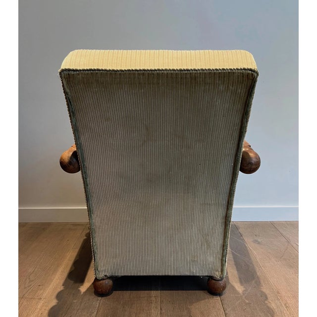 Circa 1950s Wood & Velvet Brutalist Armchair For Sale - Image 10 of 12