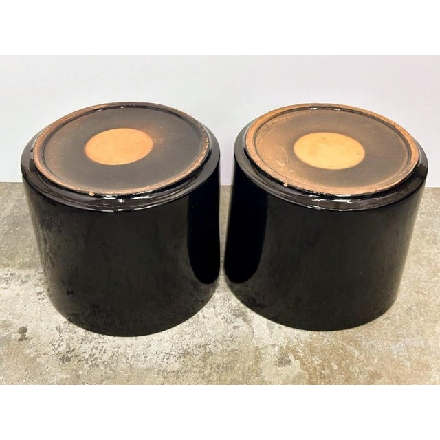 1970s 1970s Attributed to Gainey Mid-Century Black Pottery Planters- A Pair For Sale - Image 5 of 5