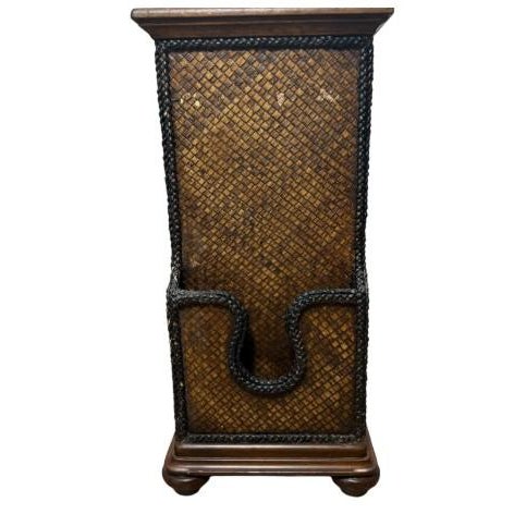 Mid-Century Modern Mid 20th Century Woven Rattan Accent Cabinet Side Table Door Shelf Boho Golf For Sale - Image 3 of 6