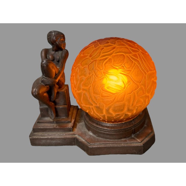 Vintage Art Deco / Nouveau Figural Table Lamp For Sale - Image 12 of 12