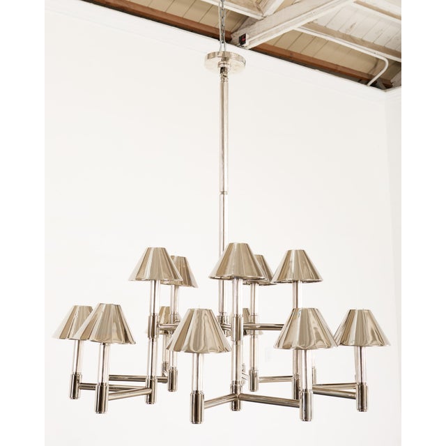 Ralph Lauren "Barrett Large Knurled Chandelier" Polished Nickel For Sale - Image 18 of 18