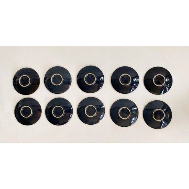 2000s Handmade French Porcelain Tourron Tea Cups and Saucers by Pierre