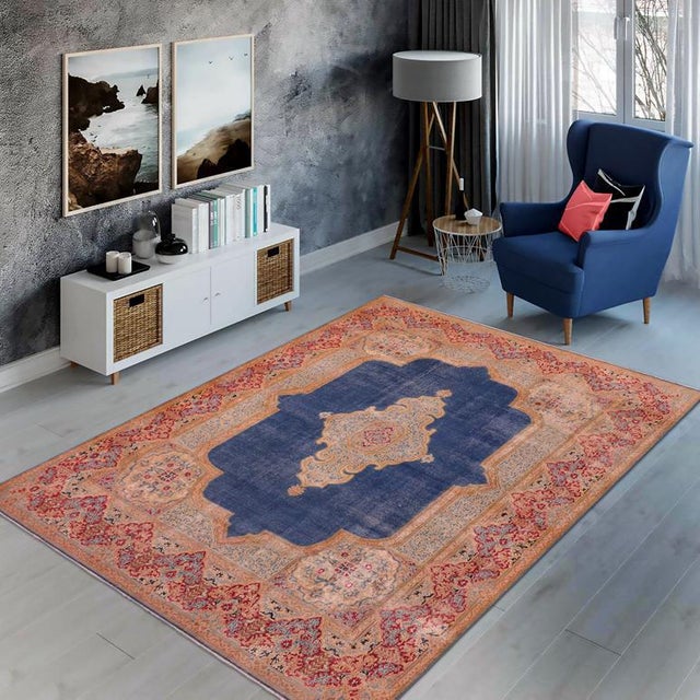 Enhance your living space with this stunning vintage Persian hand-knotted wool rug, a true showstopper that effortlessly...