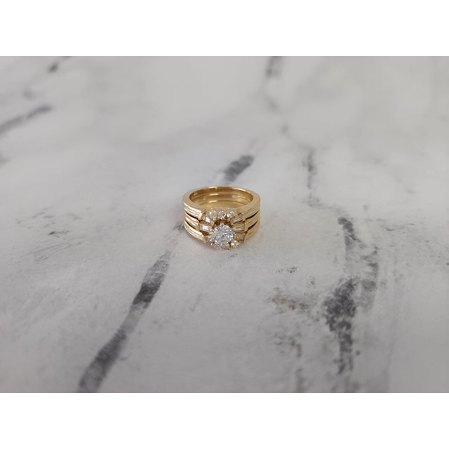 Contemporary Three Ring Set Diamond with Baguette Accents, Size 4 For Sale - Image 3 of 5