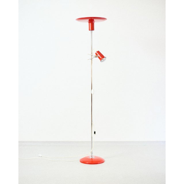 Metal Red Floor Lamp by Sándor Heller, 1970s For Sale - Image 7 of 7