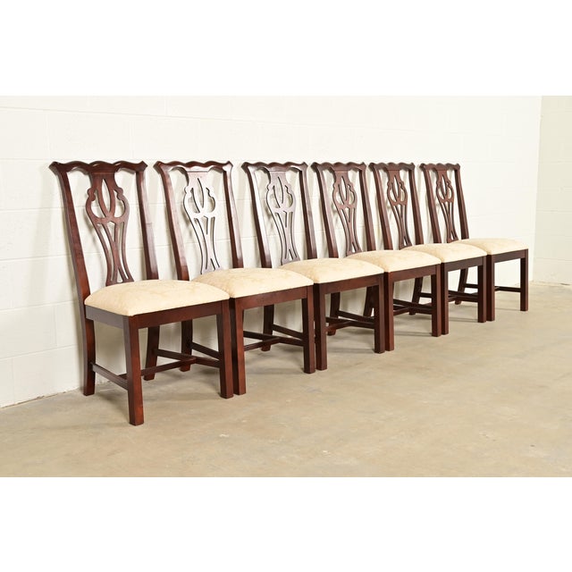Thomasville Thomasville Georgian Carved Mahogany Dining Chairs, Set of Six For Sale - Image 4 of 12