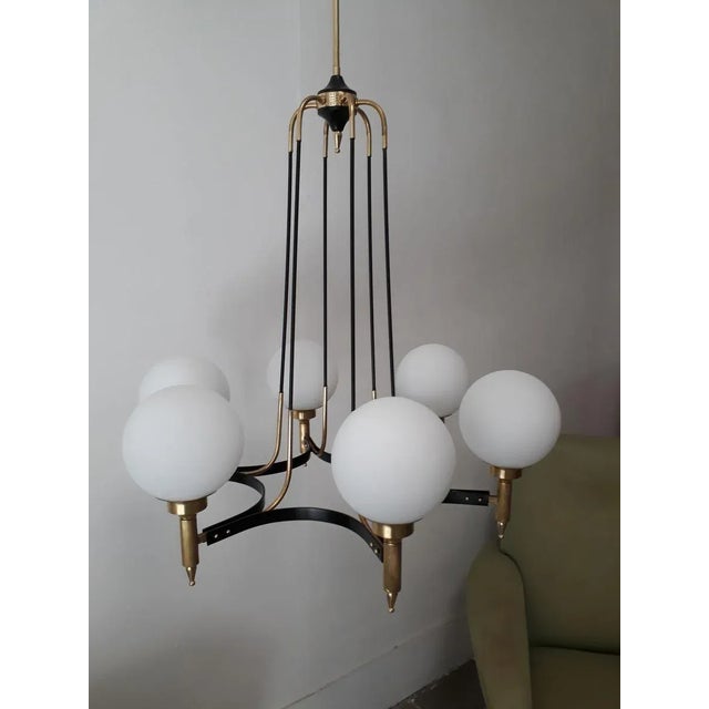 Stilnovo Mid-Century Modern 6-Light Pendant Lamp from Stilnovo For Sale - Image 4 of 16