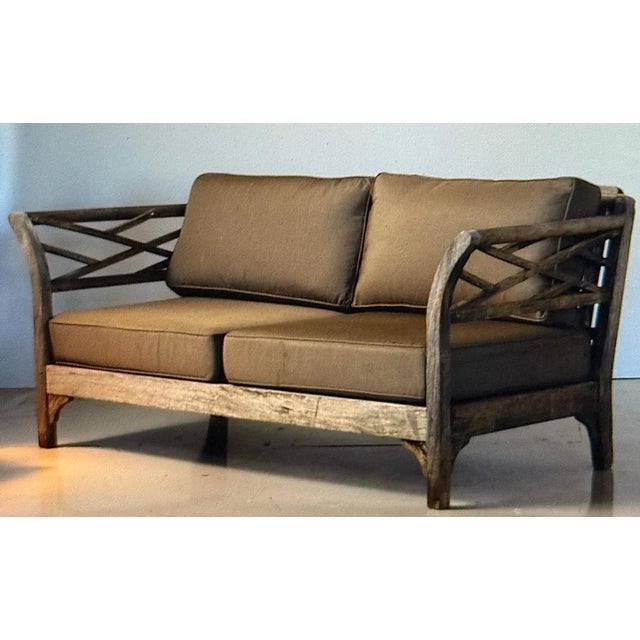 Wood Restoration Hardware Teakwood Bench For Sale - Image 7 of 7
