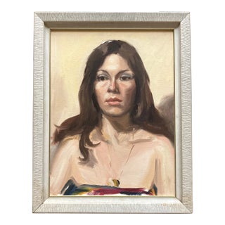 1970s Vintage Impressionist Female Portrait Painting For Sale