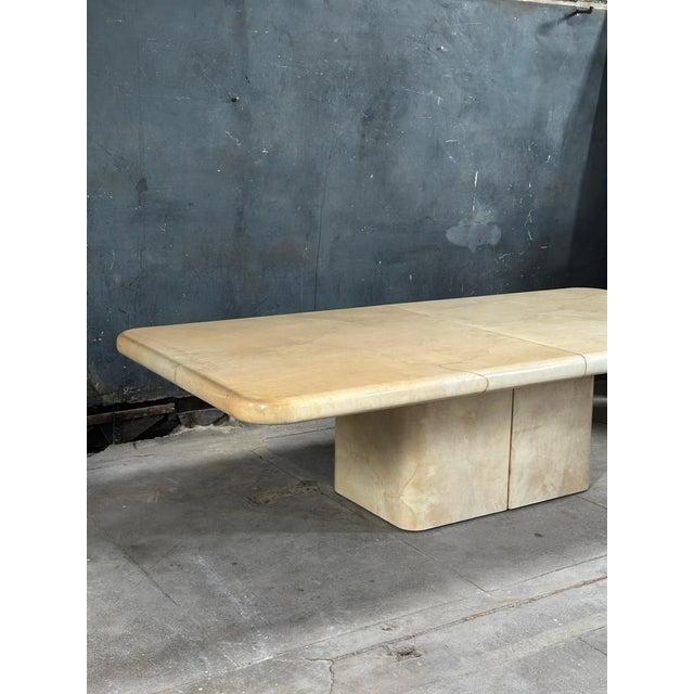 Karl Springer Large Vintage Goatskin Extension Dining Table For Sale - Image 4 of 9