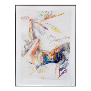 Multicolor Abstracted Reclining Nude Figure Drawing by Stewart Goldman