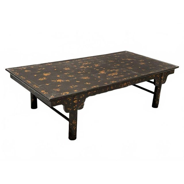 K'ang Hsi Coffee Table by Rose Tarlow 'Melrose House,' Chinese style with intricate black lacquer and hand-painted gold...