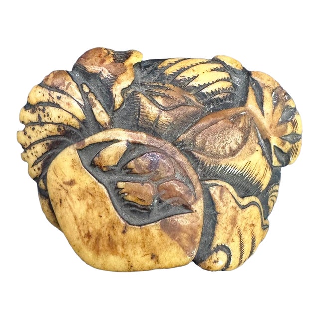 Antique Japanese Bone Netsuke, Sea Life, Edo Period, Belt Toggle For Sale