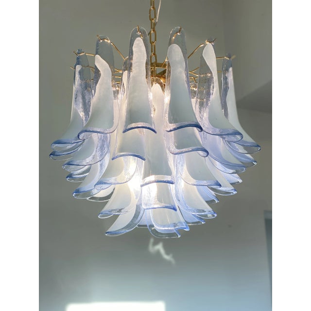 Blue “Selle-Petali” Murano Style Glass Sputnik Chandelier For Sale - Image 6 of 8