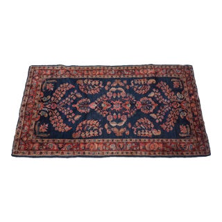 1900 - 1909 Antique Blue & Red Area Throw Rug For Sale