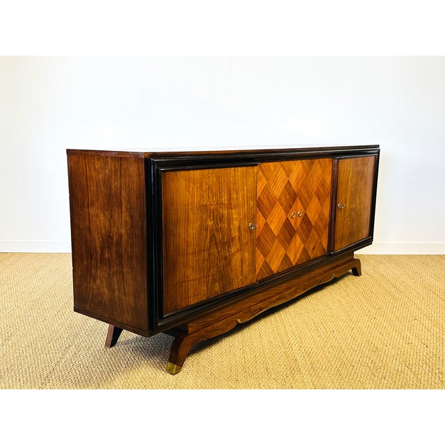 Wood French Art Deco Walnut Sideboard, 1950s For Sale - Image 7 of 15