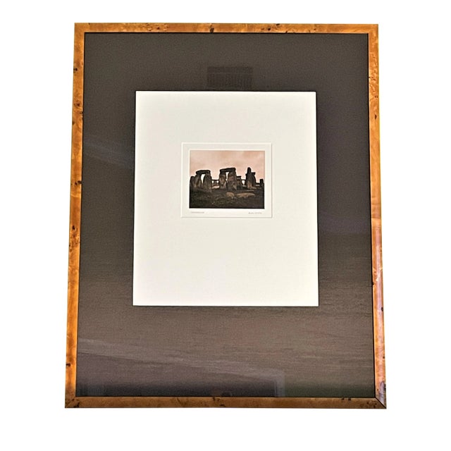 Perspective "Stonehenge With Flowers Blooming" Sepia on Gelatin Silver Photograph by Alan Klug, Framed For Sale