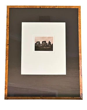 Perspective "Stonehenge With Flowers Blooming" Sepia on Gelatin Silver Photograph by Alan Klug, Framed