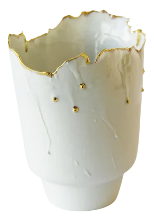 Porcelain and Gold Vase Big Imperfections by Dora Stanczel