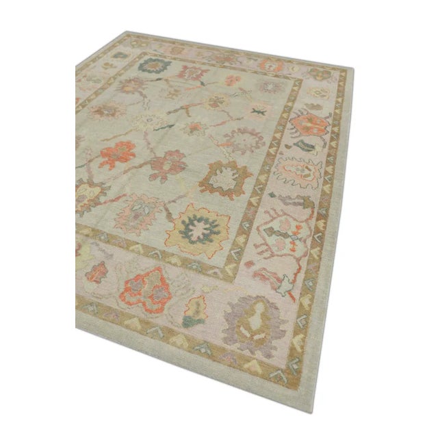 Early 21st Century Pink Multicolor Handwoven Turkish Oushak Rug 8'6" X 10'3" For Sale - Image 4 of 6