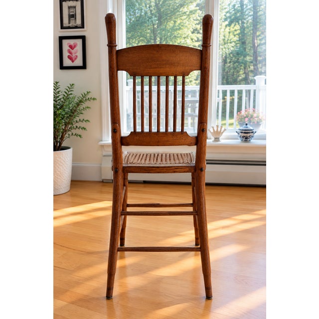 Early 20th Century Antique Oak Child’s Youth Table Chair With Cane Seat, Circa 1900 For Sale - Image 5 of 8